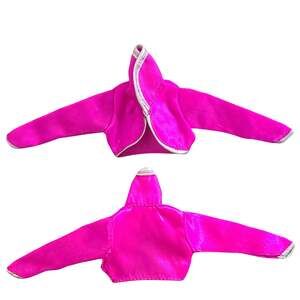 Barbie Size Bright Pink Satin Shrug Silver Trim Doll Clothes